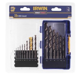 ZESTAW WIERTEŁ DO METALU (15szt.) 1,5-10mm KOBALTOWE HSS-E IRWIN IRWIN