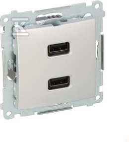 ŁADOWARKA 2XUSB 2.1A, 5V SREBRNY SIMON5 KONTAKT-SIMON