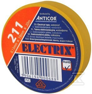 TAŚMA IZOL.19X20 ŻÓŁTA ELECTRIC 211P ANTICOR