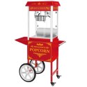 Profesjonalna wydajna maszyna do popcornu mobilna na wózku 230V 1.5kW czerwona Royal Catering