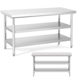 Stół blat roboczy stalowy nierdzewny z 2 półkami 150x70cm Royal Catering