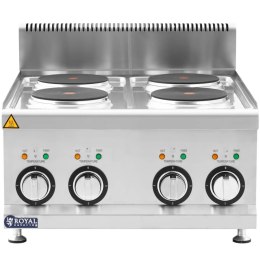 Kuchnia elektryczna nastawna z okapem 4 pola grzewcze śr. 19 cm 8 kW 400 V Royal Catering