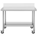 Stół blat roboczy przyścienny z rantem na kółkach 1 półka 120 x 60 cm do 158 kg Royal Catering