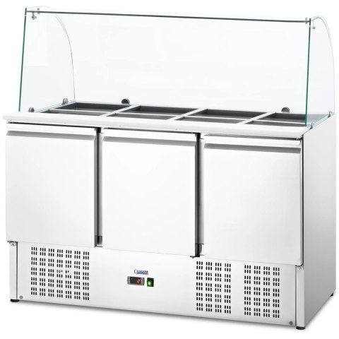 Stół chłodniczy sałatkowy 3-drzwiowy z nadstawą szklaną 8x GN 368 l Royal Catering