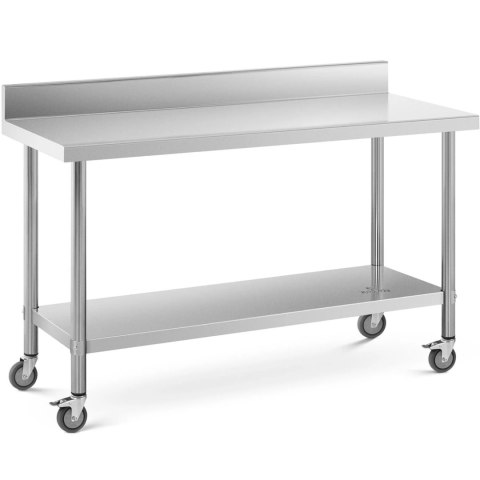 Stół metalowy gastronomiczny na kółkach z półką i rantem STAL 60 x 150 cm Royal Catering