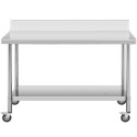 Stół metalowy gastronomiczny na kółkach z półką i rantem STAL 60 x 150 cm Royal Catering