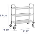 Wózek kelnerski cateringowy do serwowania 3 półki 69 x 34 cm do 81 kg Royal Catering