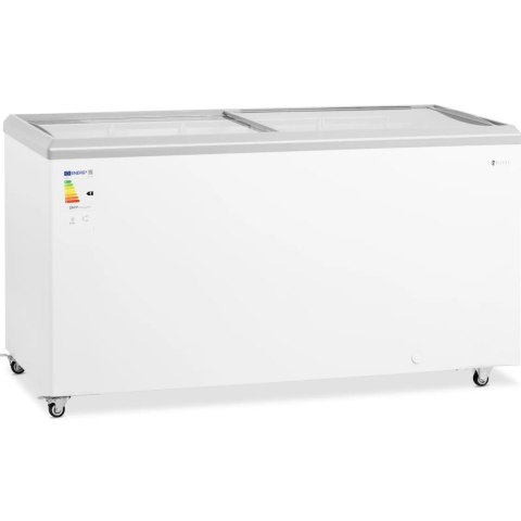 Zamrażarka skrzyniowa przeszklona z zamkiem do mrożonek lodów 450 l 340 W Royal Catering