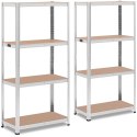 Regał magazynowy metalowy 4 półki 320 kg 80 x 40 x 160 cm szary 2 szt. MSW