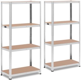 Regał magazynowy metalowy 4 półki 320 kg 80 x 40 x 160 cm szary 2 szt. MSW
