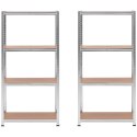Regał magazynowy metalowy 4 półki 320 kg 80 x 40 x 160 cm szary 2 szt. MSW