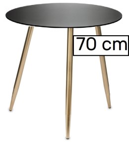 Stół okrągły VINCI BLACK 70 cm GOLD Lugano