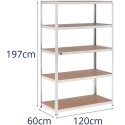 Regał magazynowy metalowy 5 półek 750 kg 120 x 60 x 197 cm szary MSW