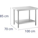 Stół blat roboczy centralny stalowy z półką 100 x 70 cm Royal Catering