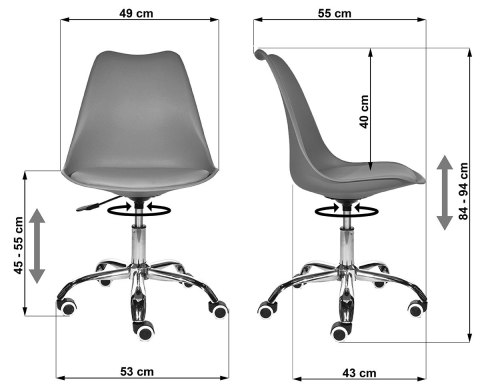 Krzesło obrotowe MONZA OFFICE WHITE + GREY FABRIC II Lugano Krzesło obrotowe MONZA OFFICE WHITE + GREY FABRIC II Lugano