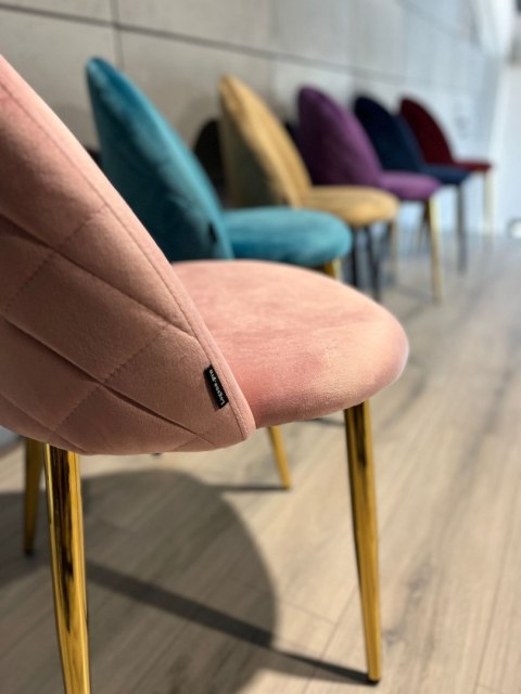 Krzesło tapicerowane GLORIA PINK VELVET GOLD Lugano Krzesło tapicerowane GLORIA PINK VELVET GOLD Lugano