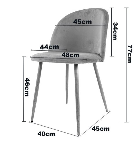 Krzesło tapicerowane GLORIA LIGHT GREY VELVET Lugano Krzesło tapicerowane GLORIA LIGHT GREY VELVET Lugano