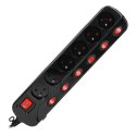 LISTWA ZASILAJĄCA 'MULTISWITCH', 6X2P+Z, KABEL 3X1,0M CZARNY ORNO