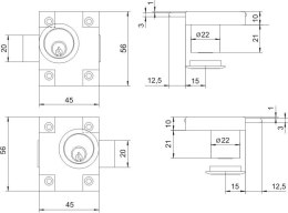 ZAMEK MEBLOWY ZMB-2 NIKLOWANY PRAWY LOB