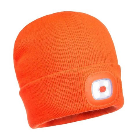 CZAPKA B029 Z LAMPKĄ LED/USB POMARAŃCZOWA PORTWEST