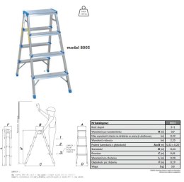 DRABINA ALUMINIOWA DWUSTRONNA 90CM 3 STOPNIE + PODEST DRABEX