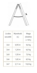DRABINA DREWNIANA BRAKET STANDARD 2X4 SZCZEBLE 124CM BRAKET
