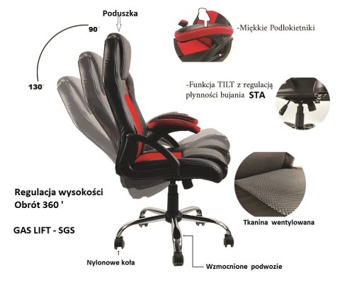 Fotel obrotowy do biurka CARRERA M ST RED FABRIC Lugano Fotel obrotowy do biurka CARRERA M ST RED FABRIC Lugano