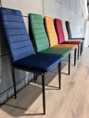 Krzesła tapicerowane zestaw 4 VALVA LINE VELVET BLUE Lugano