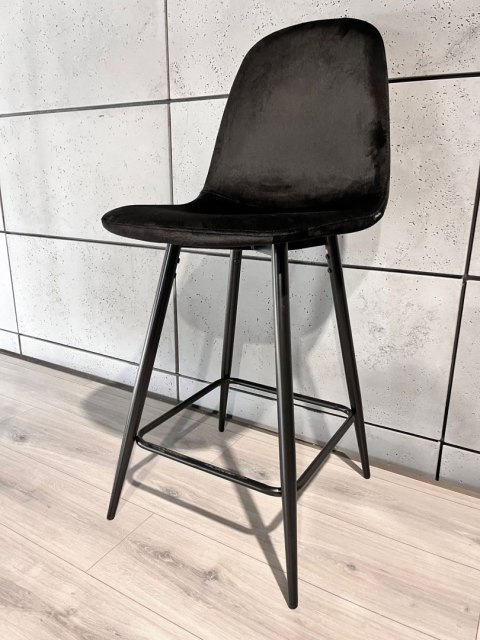 Krzesło barowe AVA BLACK VELVET hoker BAR Lugano Krzesło barowe AVA BLACK VELVET hoker BAR Lugano
