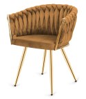 Krzesło plecione Lugano fotel TRECCIA BEIGE VELVET GOLD Lugano