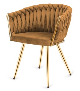 Krzesło plecione Lugano fotel TRECCIA BEIGE VELVET GOLD Lugano