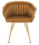 Krzesło plecione Lugano fotel TRECCIA BEIGE VELVET GOLD Lugano