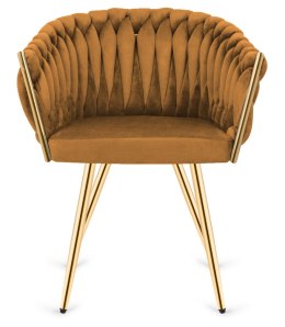Krzesło plecione Lugano fotel TRECCIA BEIGE VELVET GOLD Lugano