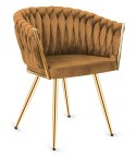 Krzesło plecione Lugano fotel TRECCIA BEIGE VELVET GOLD Lugano