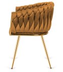 Krzesło plecione Lugano fotel TRECCIA BEIGE VELVET GOLD Lugano