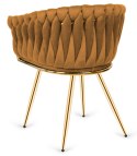 Krzesło plecione Lugano fotel TRECCIA BEIGE VELVET GOLD Lugano