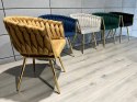 Krzesło plecione Lugano fotel TRECCIA BEIGE VELVET GOLD Lugano