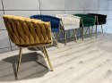 Krzesło plecione Lugano fotel TRECCIA BEIGE VELVET GOLD Lugano