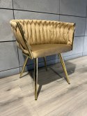Krzesło plecione Lugano fotel TRECCIA BEIGE VELVET GOLD Lugano