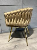 Krzesło plecione Lugano fotel TRECCIA BEIGE VELVET GOLD Lugano