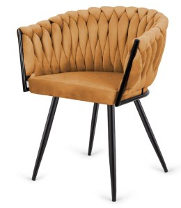 Krzesło plecione Lugano fotel TRECCIA BEIGE VELVET SMOKE Lugano