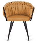 Krzesło plecione Lugano fotel TRECCIA BEIGE VELVET SMOKE Lugano