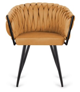 Krzesło plecione Lugano fotel TRECCIA BEIGE VELVET SMOKE Lugano