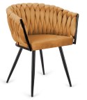 Krzesło plecione Lugano fotel TRECCIA BEIGE VELVET SMOKE Lugano