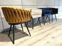 Krzesło plecione Lugano fotel TRECCIA BEIGE VELVET SMOKE Lugano
