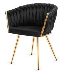 Krzesło plecione Lugano fotel TRECCIA BLACK VELVET GOLD Lugano