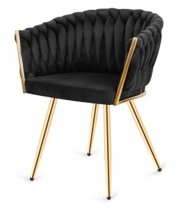 Krzesło plecione Lugano fotel TRECCIA BLACK VELVET GOLD Lugano