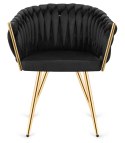 Krzesło plecione Lugano fotel TRECCIA BLACK VELVET GOLD Lugano