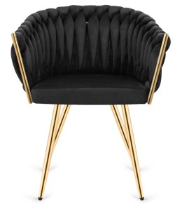 Krzesło plecione Lugano fotel TRECCIA BLACK VELVET GOLD Lugano