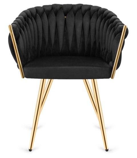 Krzesło plecione Lugano fotel TRECCIA BLACK VELVET GOLD Lugano Krzesło plecione Lugano fotel TRECCIA BLACK VELVET GOLD Lugano